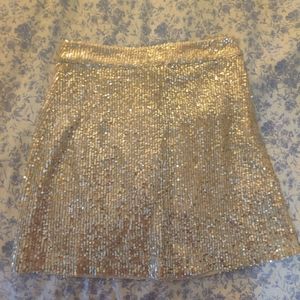 French Connection gold sequin skirt size 0